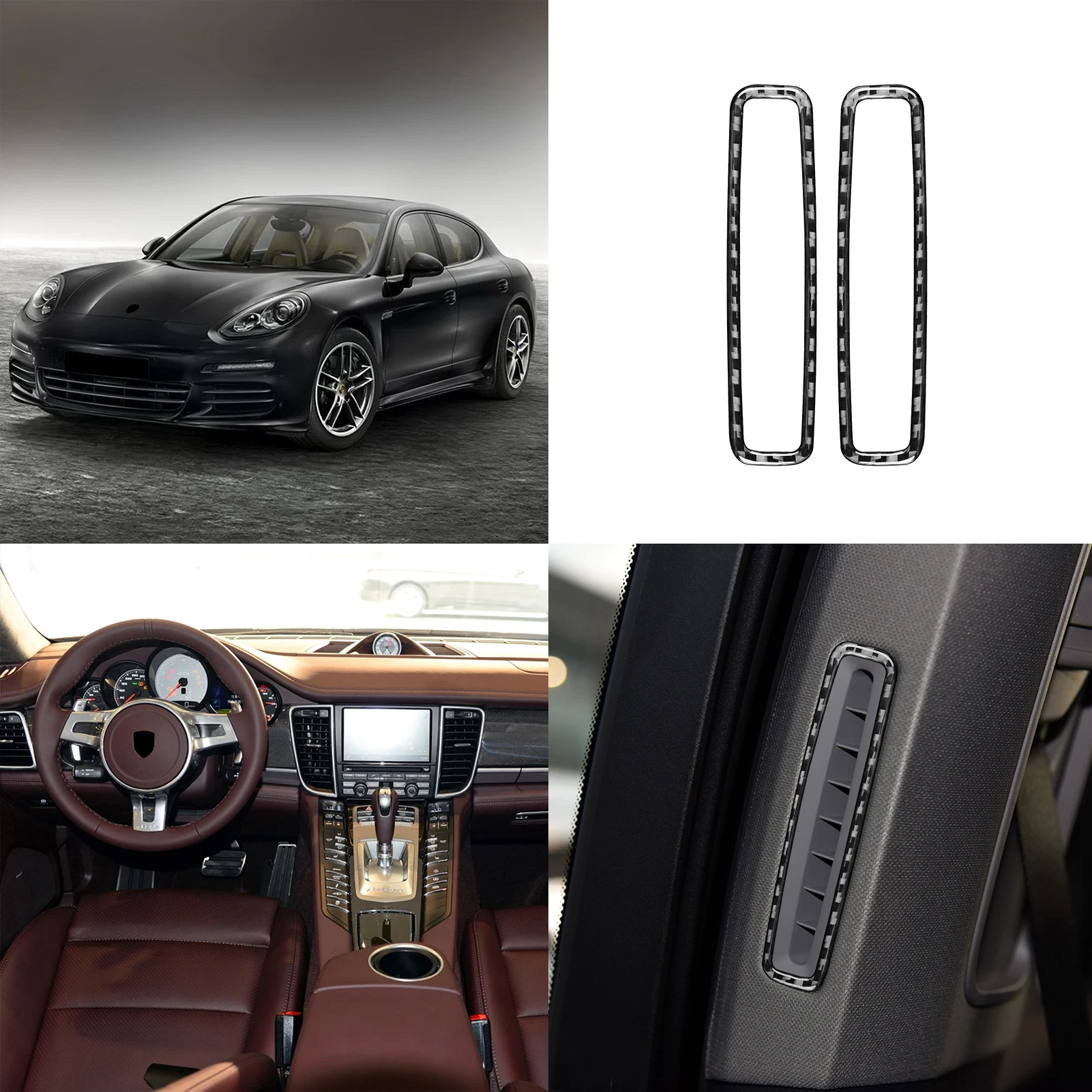 

Для panamera 2010-2016 вентиляционная решетка стойки B розетка декоративная Обложка отделка Наклейка для автомобиля аксессуары для интерьера из углеродного волокна