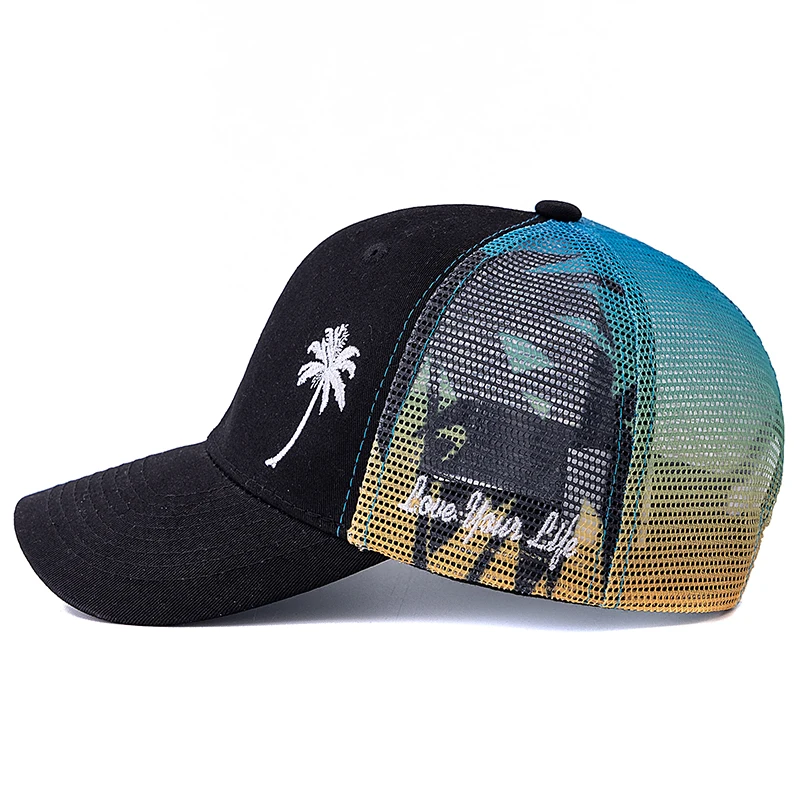New Unisex Adjustable Baseball Cap Coconut Tree Pattern Outdoor Summer Trucker Hat Streetwear Cap For Men And Women