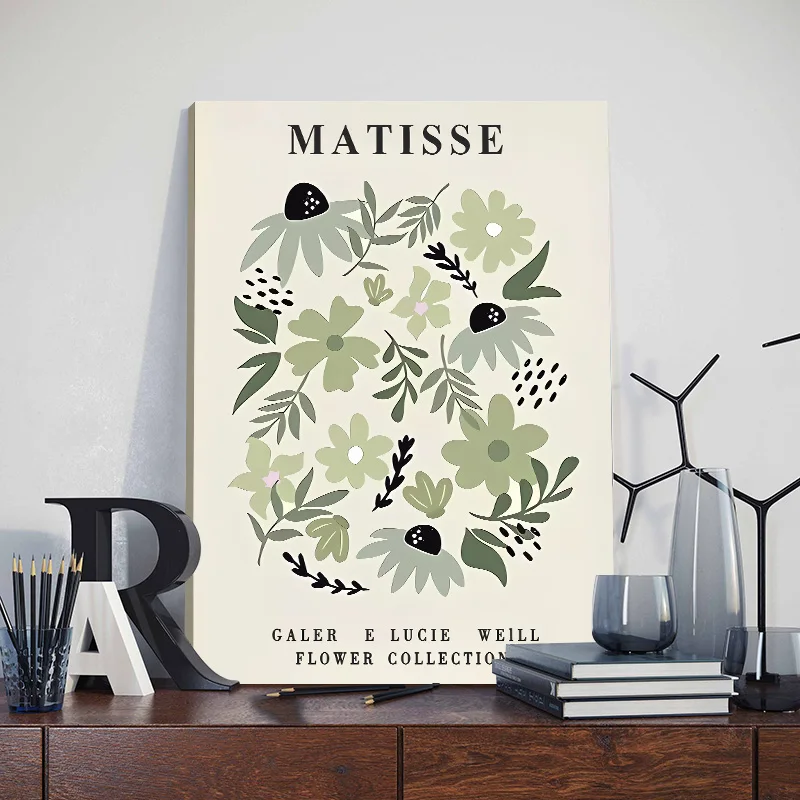 3pcs Bohemian Sage Green Wall Art Canvas Painting with Framed Nordic Abstract Geometric Plant Leaves Posters Bedroom Home Decor