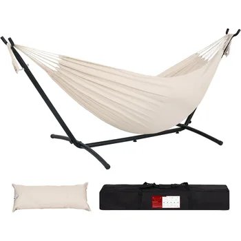 Double Hammock with 9ft Space-Saving Steel Stand Includes Portable Carrying Case, 450 Pounds Capacity 2