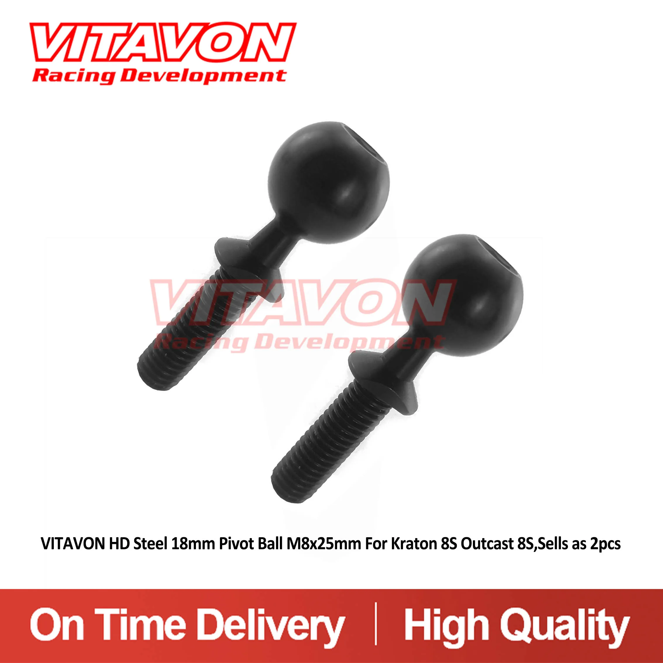 Vitavon Hd Steel 18Mm Pivot Ball M8X25Mm Per Arrma Kraton 8S Outcast 8S, Vende Come 2 Pezzi