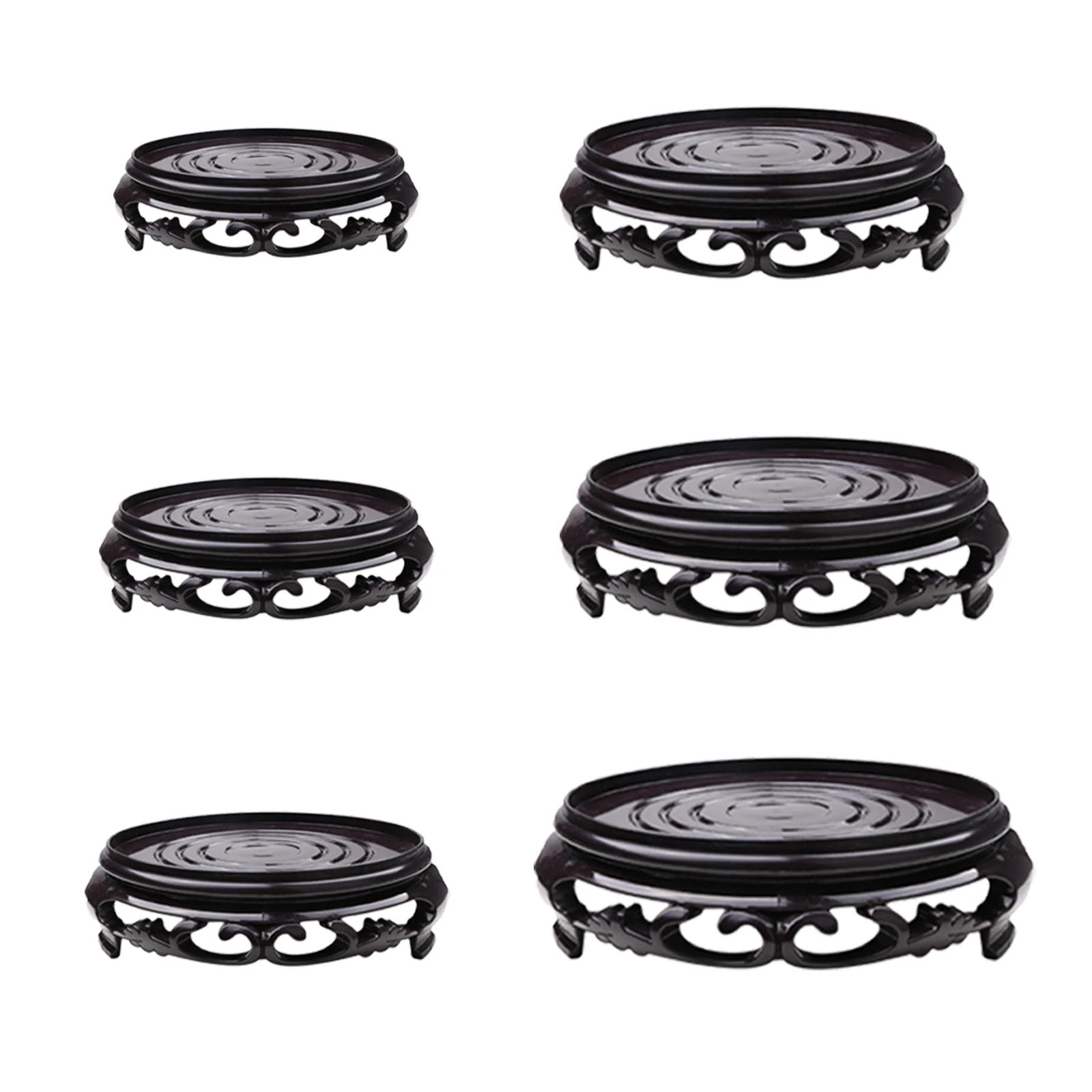 

Deep Brown Carving Wooden Look Plastic Base Tray Flowerpot Holder for Round Potted Bonsai 8.5/9.5/11.3/13.5/15.5/17.2cm Diameter