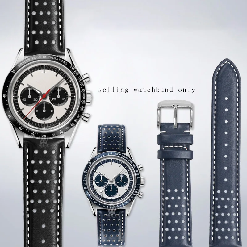 Bracciale In Vera Pelle Per Omega Super Series 311.32.40 Panda Eye Ck2998 Cinturino In Pelle Super Lunare 19Mm Catena Cinturino Orologio