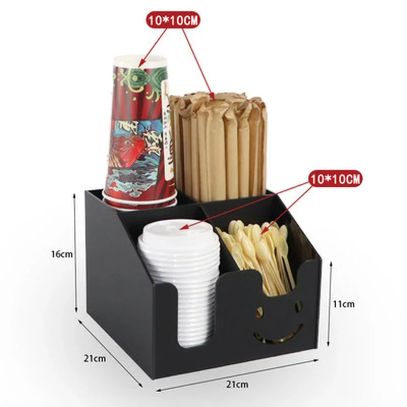 Black Acrylic Cup Holder Multi-compartment Cup Storage Rack Straw Storage Box Coffee Milk Tea Shop Cup Container Display Stand 3