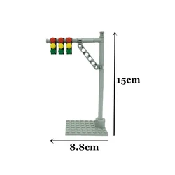 City Train Railway Building Blocks Set - Tracks, Station, and Buffer Stop Bricks Collection (Traffic light)
