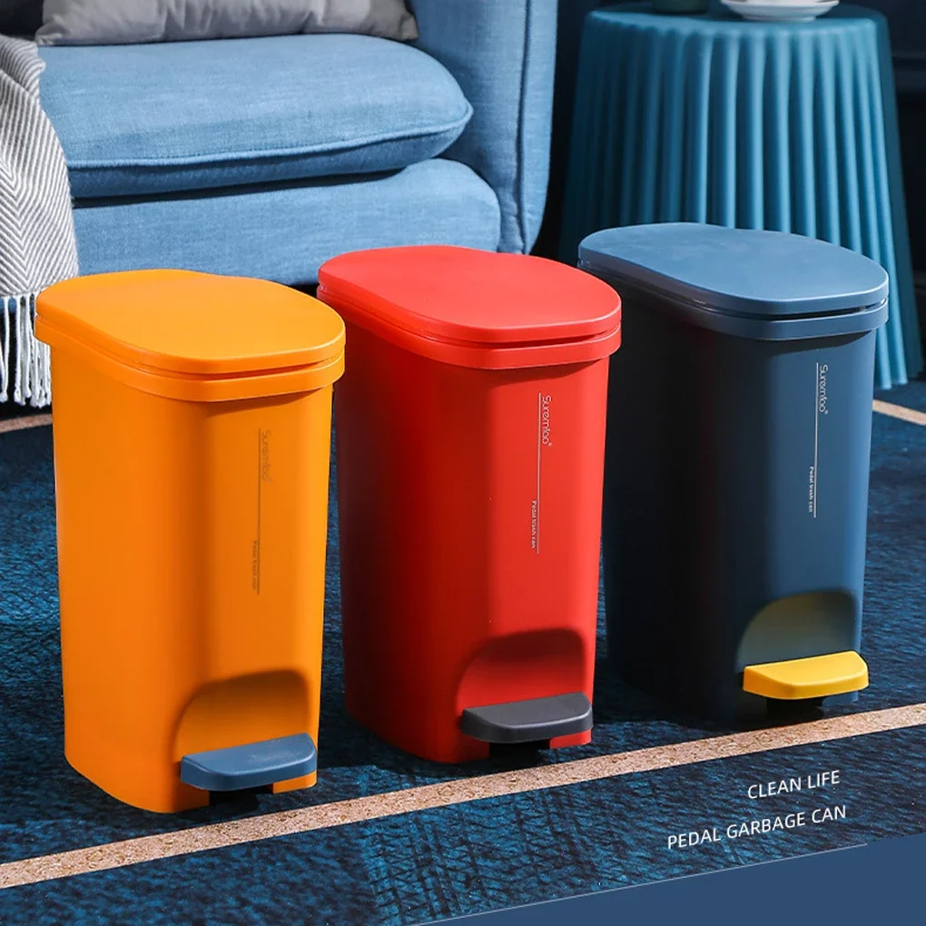 

Trash Can Foot Pedal Garbage Cans Rubbish Bin Dustbin Buckets with Cover for Household Kitchen Bathroom Cleaning