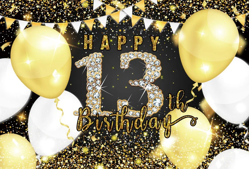 Decoraciones de cumpleaños número 13 para niñas, oro rosa y negro,  decoraciones de cumpleaños de niña de 13 años, pancarta de feliz cumpleaños  número