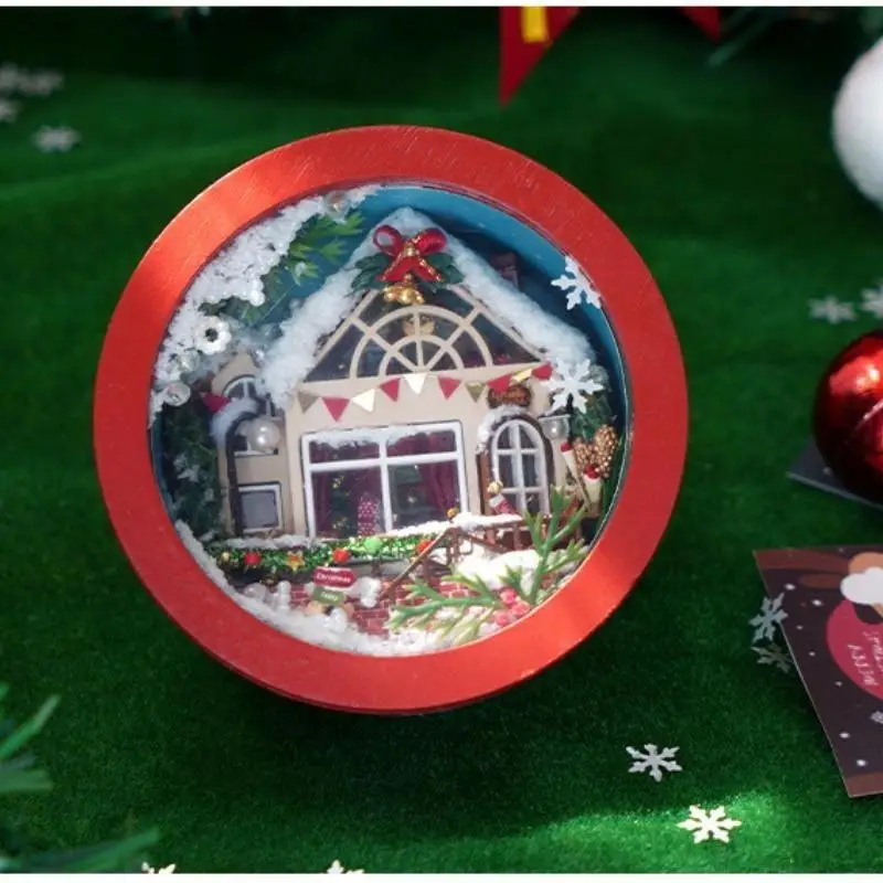 Wooden Christmas Cottage Toys DIY Mini Christmas House Decorations Home Holiday Parties Christmas Toy Houses Children's Gifts