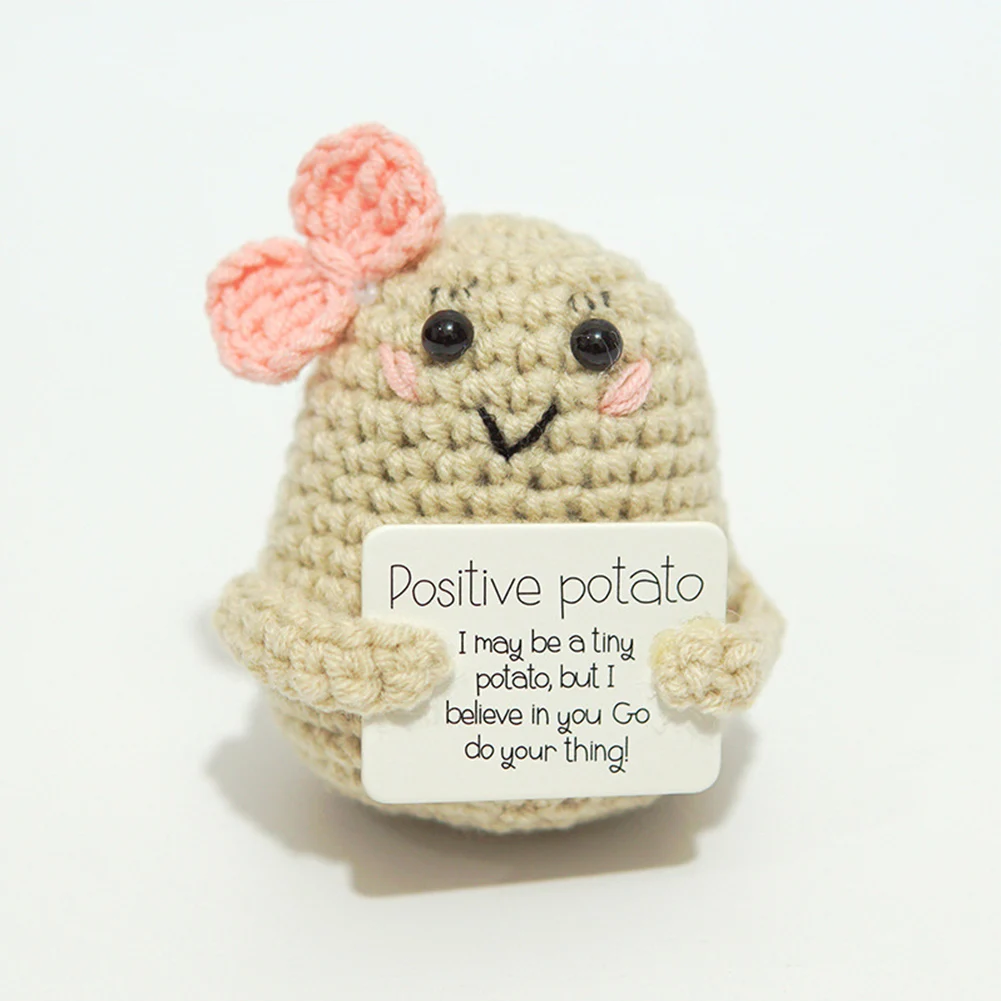 Cute Positive Energy Potato Mini Stitched Knitting Doll Ornaments for Home Funny Christmas Gift Decoration for Office Home Decor