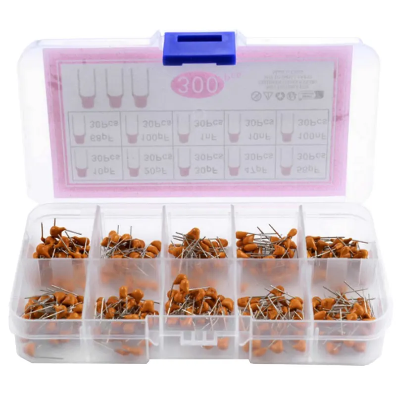 Ceramic capacitor 300pcs 10 kinds monolithic capacitors 10pF-100nF direct insertion non-polarised 50V component set