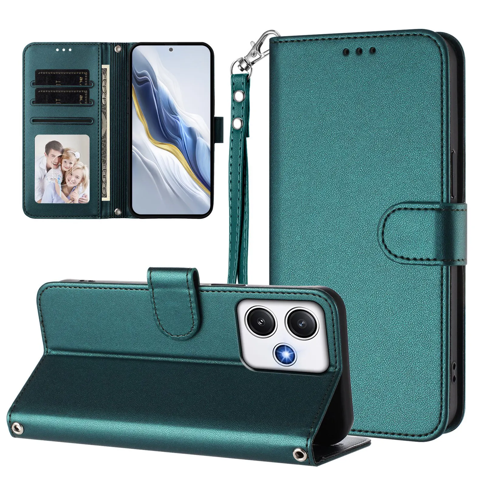 Premium Magnetic Leather Flip Wallet Phone Case - Universal Fit Cover