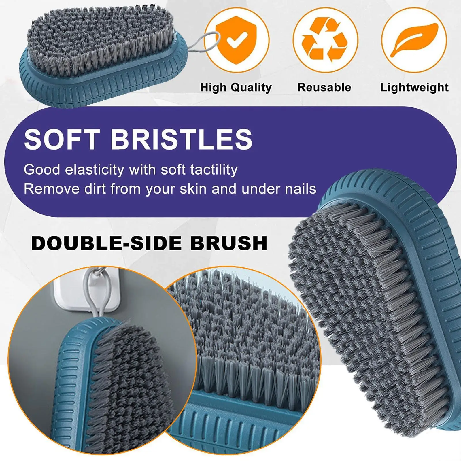 Spazzola per Unghie per la Pulizia delle Unghie, Spazzola Resistente per Scrubbing di Mani e Unghie, Spazzola con Setole Strette per Unghie di Mani e Piedi - immagine 3