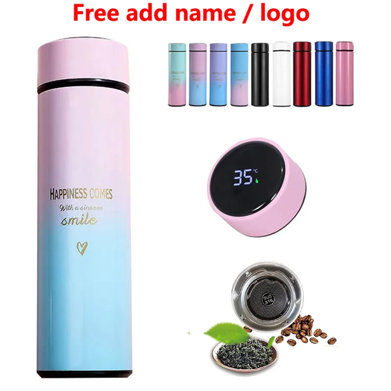 Botella de agua inteligente para niñas, termo Digital para llevar té o  café, botellas calientes para gimnasio, taza personalizada, termo de viaje  - AliExpress