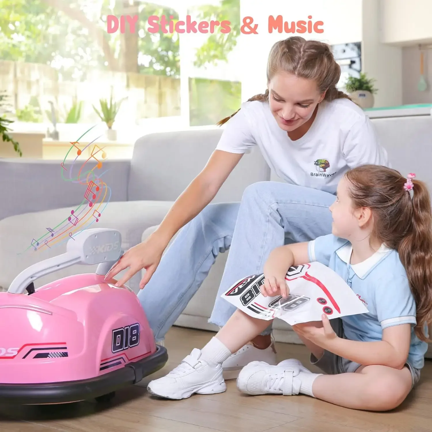 ELEMARA Bumper Car for Toddlers, 12V Electric Ride On Car Baby Bumper with 2 Driving Modes, Remote Control, Safety Belt,LED