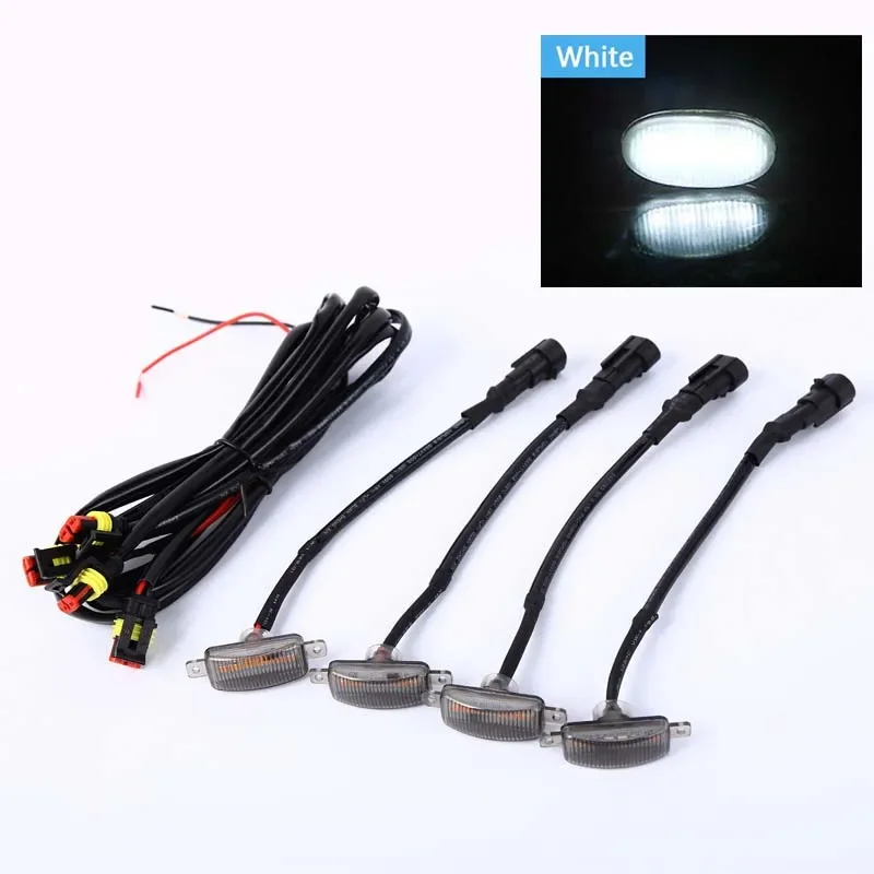 thumbnail image 1 of 3/4/5/6x Luz LED universal para rejilla de coche, carcasa ahumada, luz de rejilla ámbar, arnés de cables, luz antiniebla de circulación diurna para Ford, Toyota y SUV, 1 of 5
