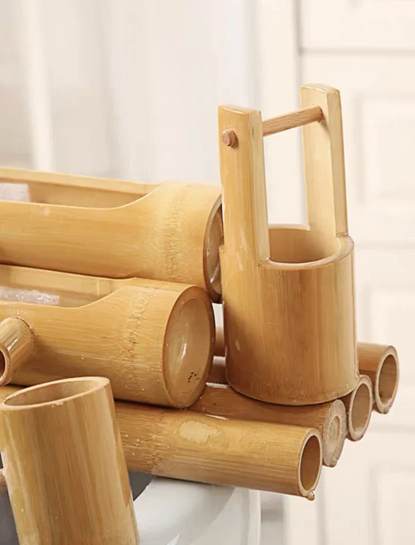 Bamboo Aquarium Water Recycling Feng Shui Decoration Tube Water Fountain Stone Trough Filter Office Desktop Furnishings aquarium decoration