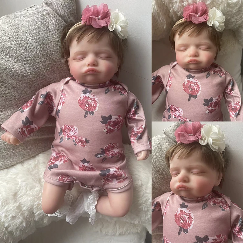 48Cm Rosalie Handmade Reborn Sleeping Baby Doll 3D Skin Con Capelli A Radice Della Mano Visibile Neonato Reborn Baby Dolls Toys