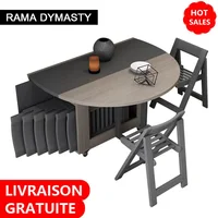 Table à manger ronde multifonctionnelle avec 4 chaises, meubles pliants, yemek masasi, mode 1