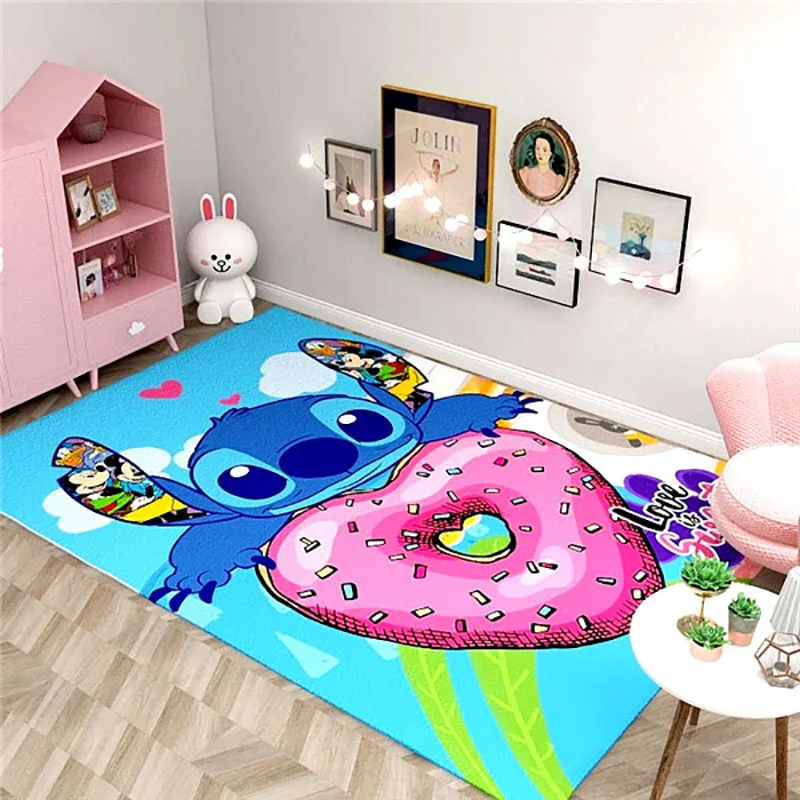 Stitch Round Tapis Zone Tapis Marbrure Imprimer Tapis Rond Salon Chambre à  coucher Étude Enfants Salle de jeux Tapis doux Tapis de sol Décoration  intérieure