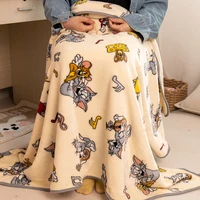 Comfortable Blanket Tom and Jerry Lovely Warm Flannel Blanket Pillowcase Cartoon Cat Mouse Bedspread Sofa Bed Gifts Girl 1