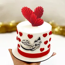 

2pcs Red Folded Heart Cake Topper Valentine's Day Wedding Cake Decoration Happy Birthday Cake Decorating Baking Party Favors