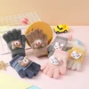 1Pairs Cute Cartoon Rabbit Bear Winter Warm Kids Gloves Kindergarten Boys Girls Five Finger Knitted Gloves for 3 To 6 Years 2