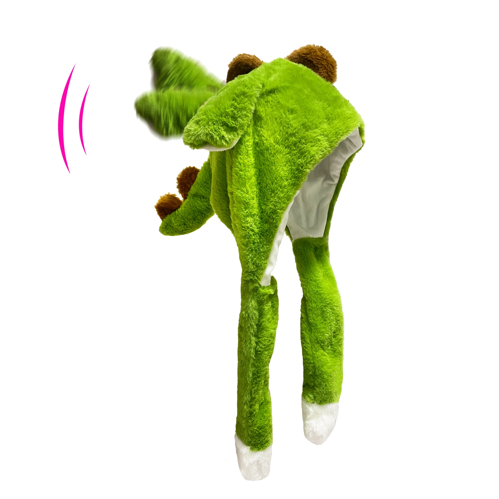 Dinosaur Ear Move Hat Plush Animal Moving Ear Hat Halloween Costume Winter Cap Elk Popup Ears Cap Christmas Funny Jumping Up Hat funny hat baby kids lighting hat cute rabbit ears plush ears can move cap children shine winter warm party hat baby boy hat
