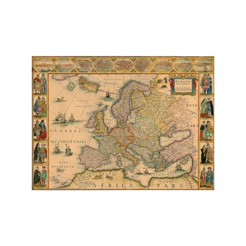 59*42cm Retro Map Non-woven Canvas Painting Wall Art Picture Vintage Poster and Prints Living Room Home Decor School Supplies