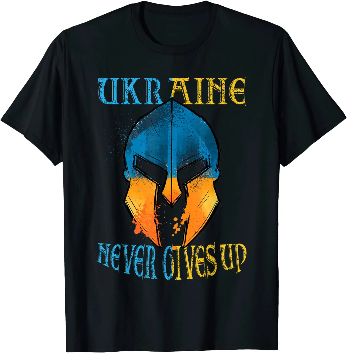 

Ukraine Never Gives Up. Ukrainian Spartan Helmet T Shirt. Short Sleeve 100% Cotton Casual T-shirts Loose Top Size S-3XL