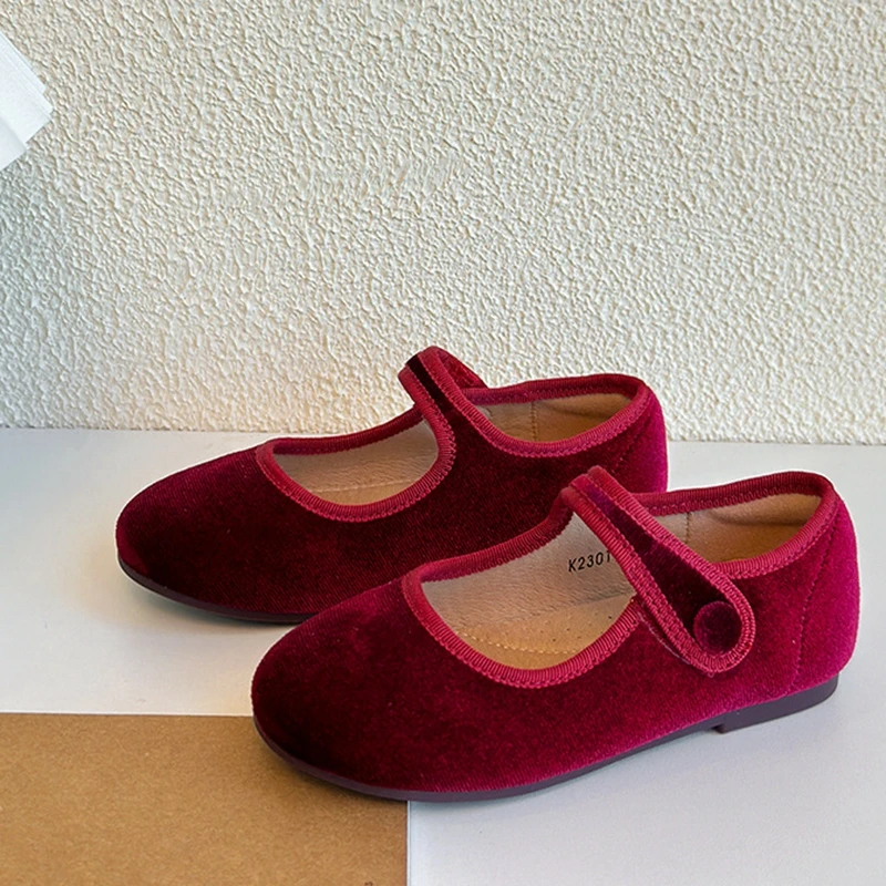 Brand Girls Dress Shoes For Autumn,Solid Soft Toddler Little Kids Ballet Mary Jane Ballerina Flats,Shallow Baby Retro Walkers 3