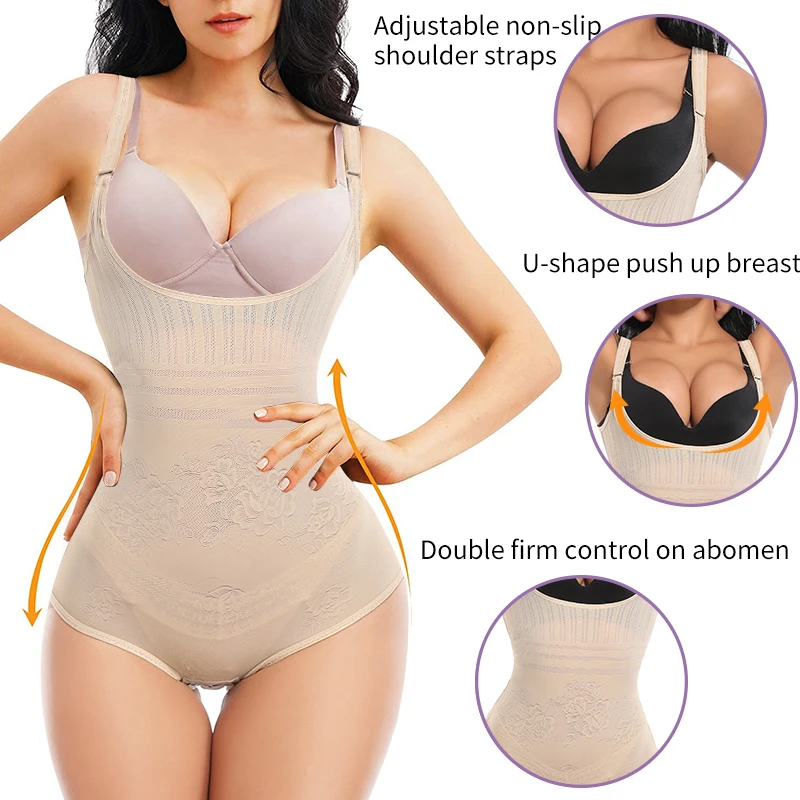 Womens Full Body Shaper Seamless Open Bust Waist Cinchers Body Shaper Firm Tummy Control Shapewear Bodysuit Slimming Underwear