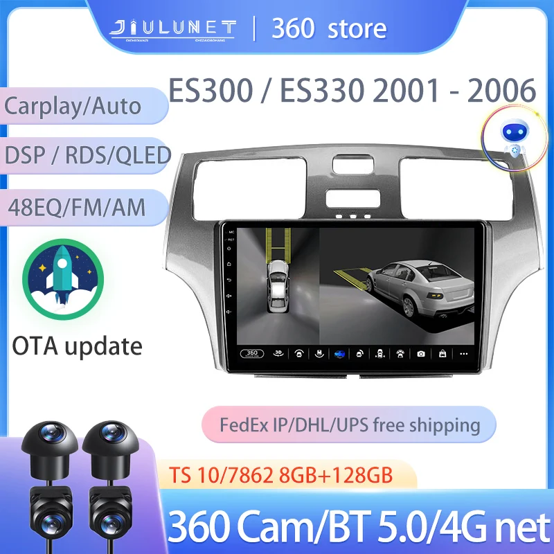 

JIULUNET Smart Stereo Android Auto 360 Cam Radio For Lexus ES300 ES 300 ES330 XV30 ES 330 2001 - 2006 Multimedia Navigation