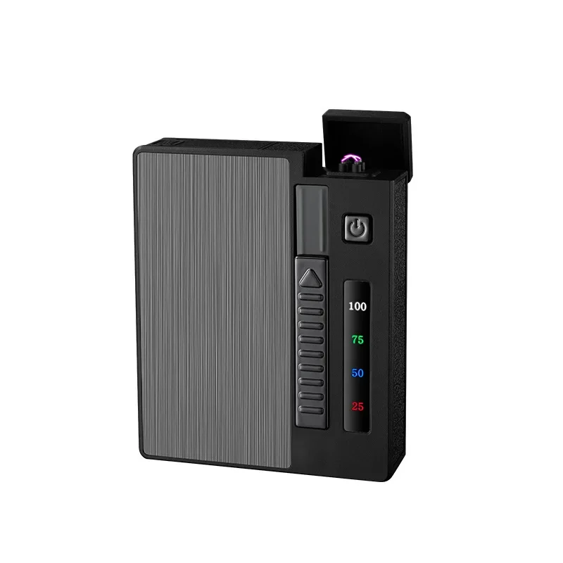 Double Arc Metal Cigarette Case Rechargeable Windproof Lighter Packs Full Pack of Cigarettes 20 PCS 10PCS  Mens Gift 6