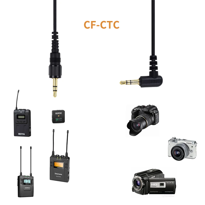 Canfon TRS Nut Lock Plug Stereo Cable Compatible with Saramonic Rode Dji Comica Boya Wireless Microphones for Camera Recording