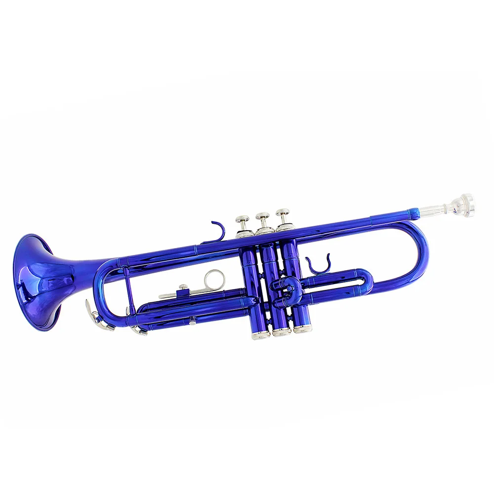 SLADE Blue Trumpet Brass Standard Bb Trumpet Set for Student Beginner with Hard Case Gloves 7 C Mouthpiece Accessories