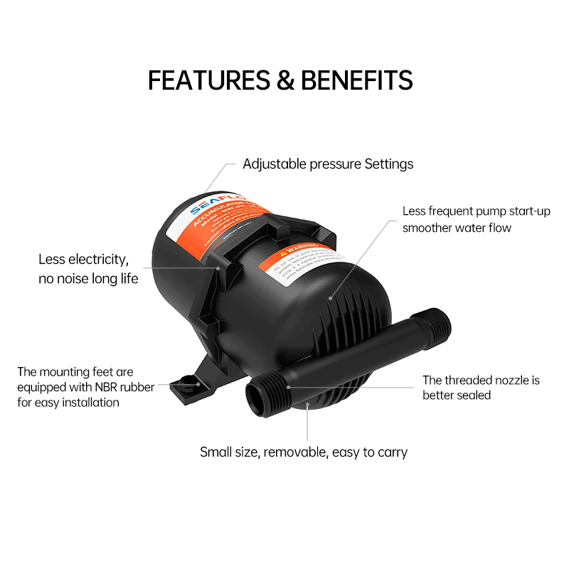 0.75L 1L 125PSI Pre-Pressurized Accumulator Tank Pressure Storage Vessel Hold Water Under Pressure Water Pump Flow Control Inter water pump flow control