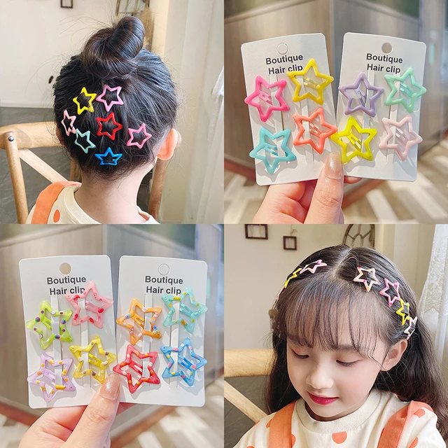 10pcs/set Kids Cute Candy Hair Clips Heart Snap Hair Pin For Girls Star  Hairclips Baby Barettes Toddler Kawaii Hair Accessories - AliExpress