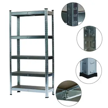 5 Tier Laminated Metal Shelving Unit Adjustable Garage Storage Utility Rack Shelves Organization Shelf For Kitchen Warehouse 6