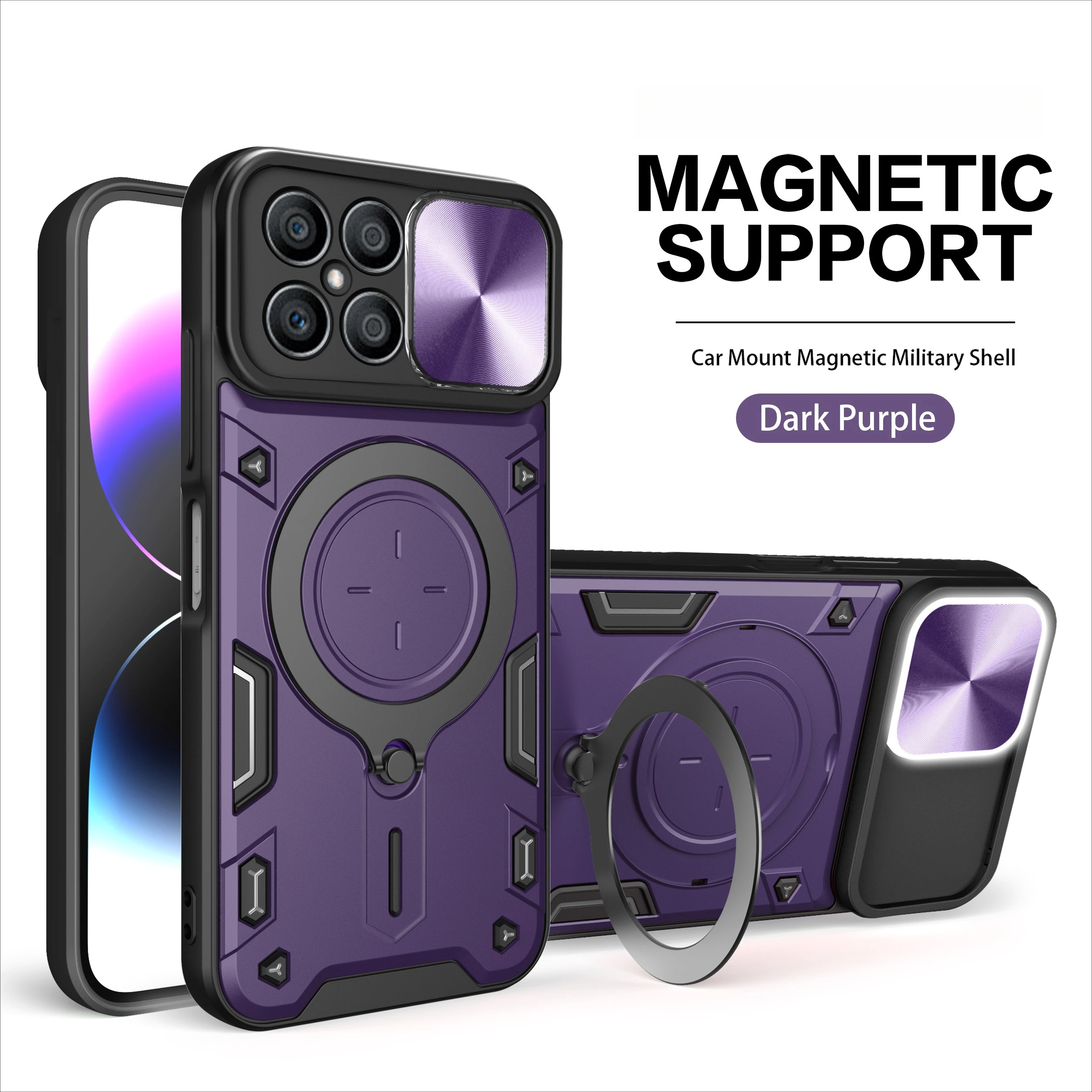Magnetic Ring Bracket Hard Plastic Phone Case Shell