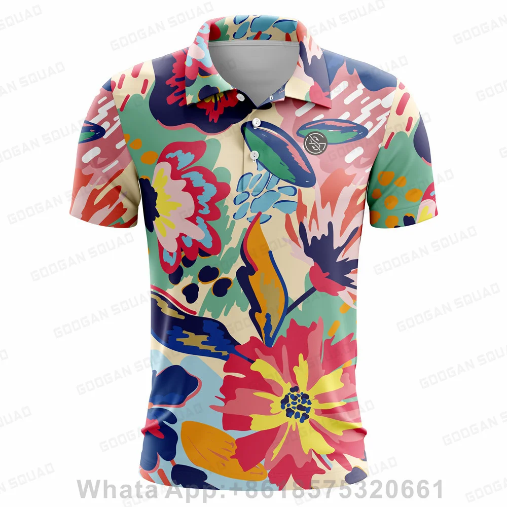 Fashion Men Golf Polo Shirts Summer Short Sleeve Streetwear Business Office Lapel Male Clothes Korean Loose Casual Tops