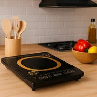 Индукционная варочная панель мощностью 2200 Вт с 10 уровнями мощности, стеклянная поверхность, нескользящая конструкция, интеллектуальный контроль температуры, вилка европейского стандарта — изображение 4