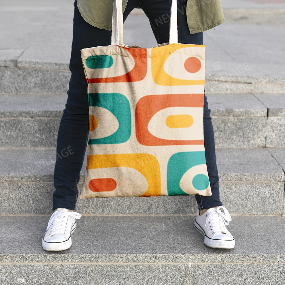 Canvas shoulder bag organization storage Handbags cosmetics travel Women's bag Shopping Fabric pouch nordic boho Customizable 3