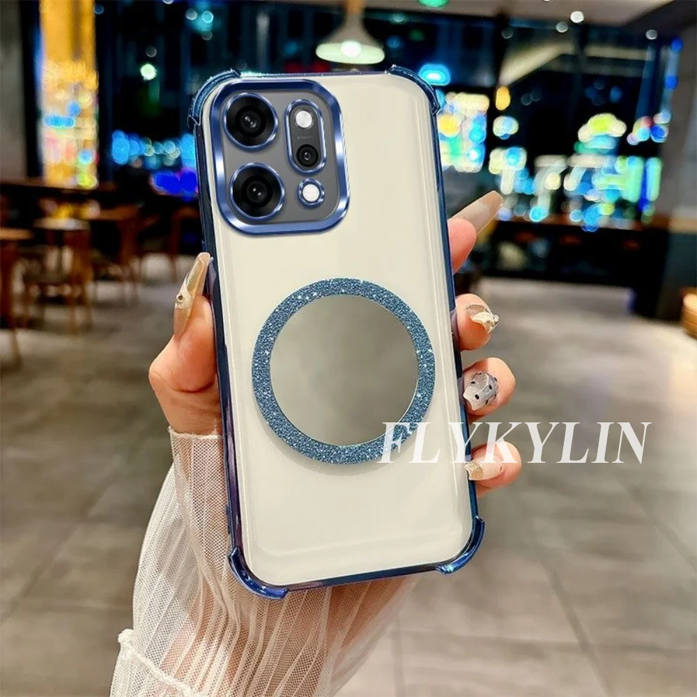Mirror Magnetic Glitter Paper Protective Soft Shell with Long Strap Rope