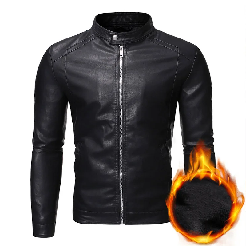 

Mens PU Leather Jackets Motorcycle Biker Men's Jackets New Autumn Winter Warm Black Outdoor Outwear Coats 5XL Plus Szie