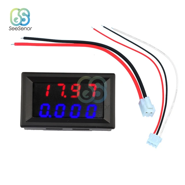 VooGenzek Voltmetro Amperometro Digitale - 2 Pezzi, DC 0-100V 10A, Display LED 0.28" Rosso/Blu, Per 12V/24V - Foto 3