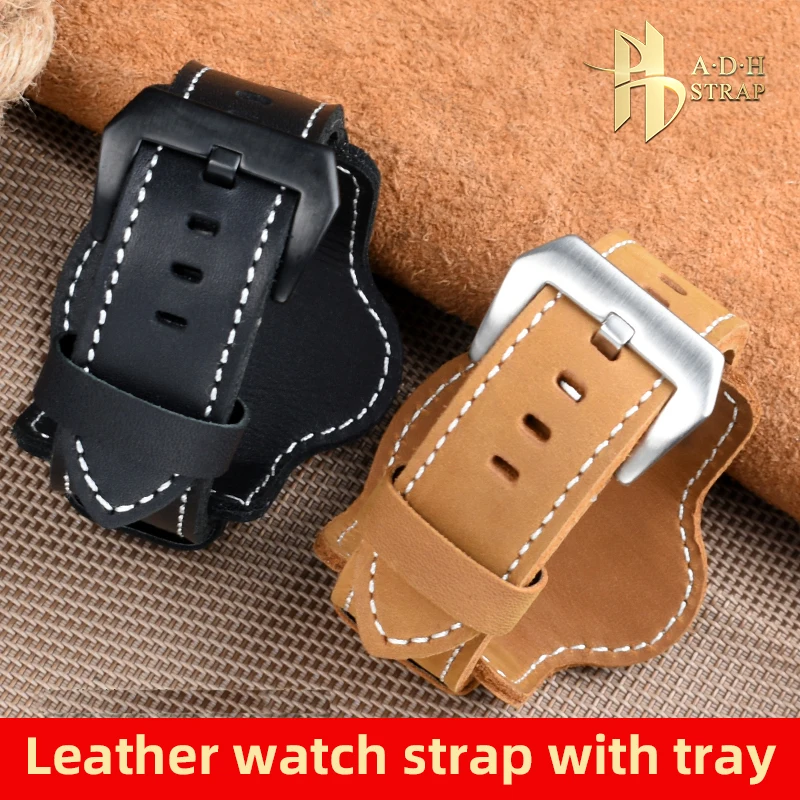 Cinturino Per Orologio In Vera Pelle Per Panerai Pam441/111 Tudor Omega Bracciale Vintage In Pelle Bovina Smerigliata Con Supporto Di Base V20 22 24 2