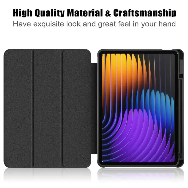 Premium Tri-Fold Magnetic Tablet Case with Pen Slot