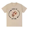 Wake Up Act Silly Meme Graphic T Shirt Funny Cute Cat Print Short Sleeve T-shirt Women Casual Oversized T Shirts 4