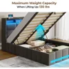 Bed Frame Full Size with Lift Up Storage, Charging Station LED Lights,Upholstered Storage Headboard,Heavy Duty Wooden Slats 5