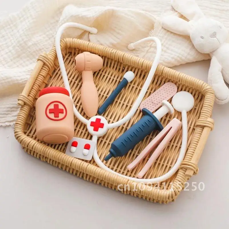 House early Montessori education puzzle Silicone simulation medical toys little Games kit doctor children Box pretend Baby